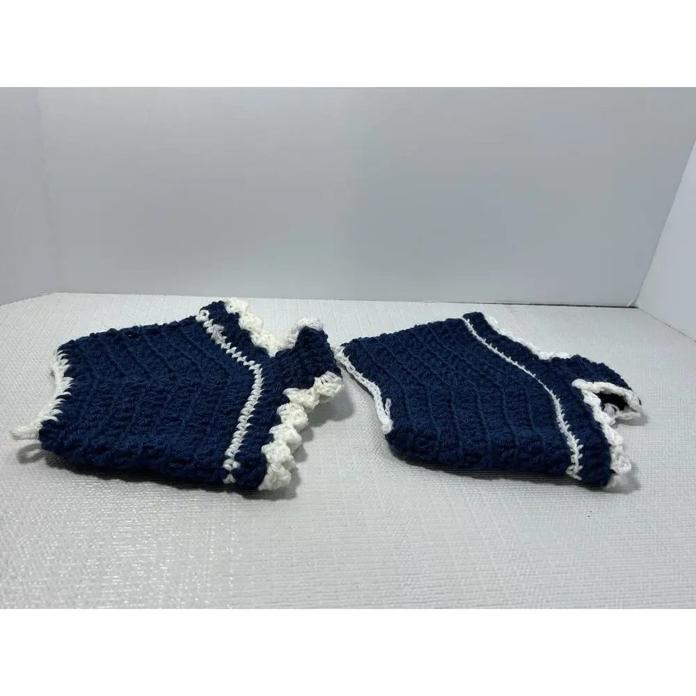 Hand Crocheted Double Thick Hot Pad Pot Holder Pair‎ VTG Granny Core Underwear